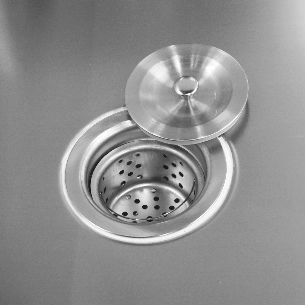 EICKEMEYER® Wasch- und Dentaltisch komplett aus Edelstahl, L=1400 x B=600 x H=880 mm,  Beckentiefe: 15 cm, Kniefreiraum 70 cm, Handbrause (ausziehbar) und teilbarem Rost, 3 Schubladen und einer Türe