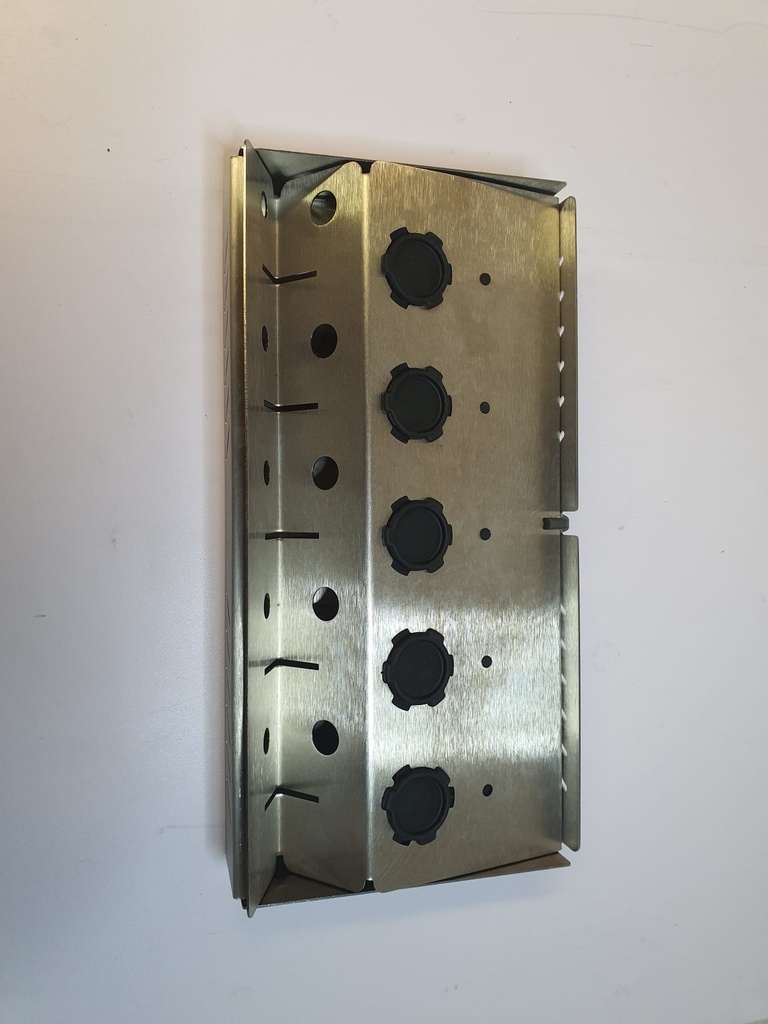 DENTANOMIC Set – Gold, bestehend aus 5 Standard Handgriffen (lila, orange, grün, blau und rosa) + Elevator- und Luxator-Klingen Set (9 Stück) + Aufbewahrungsrack + Schleifset + Sterilisationsbehälter - Die Originalverpackung ist leicht beschädigt; zudem weisen drei der Handgriffe Gebrauchsspuren auf.