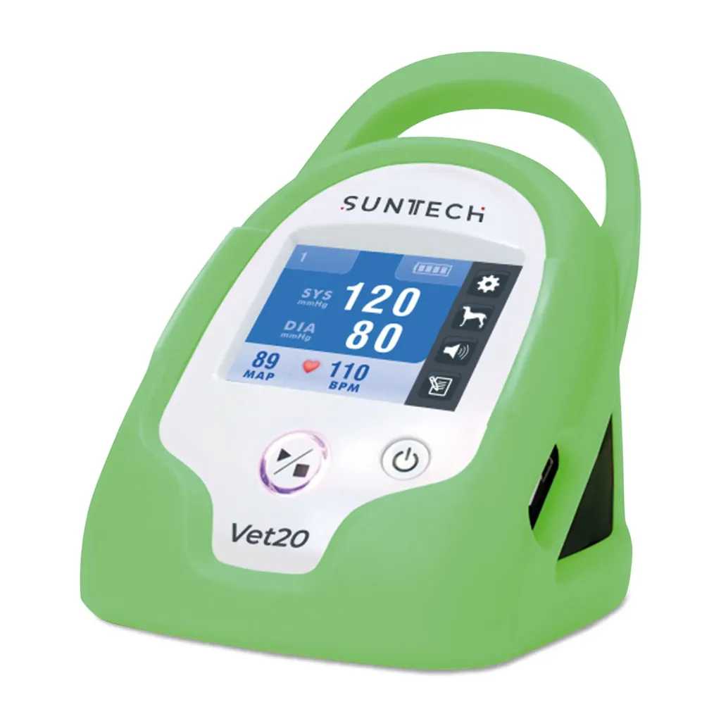 Ciśnieniomierz SunTech VET20 w kolorze zielonym, w zestawie z 6 mankietami, przewodem do pomiaru ciśnienia, bateriami AA i pokrowcem ochronnym