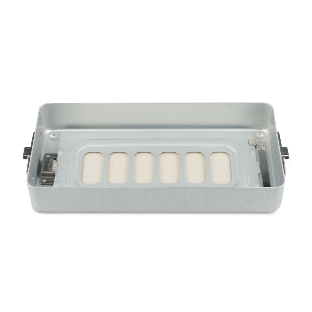 Dolna część o wysokości 5 cm do pojemnika do sterylizacji, perforowana, płaska, 300 x 140 x 45 mm, szara 