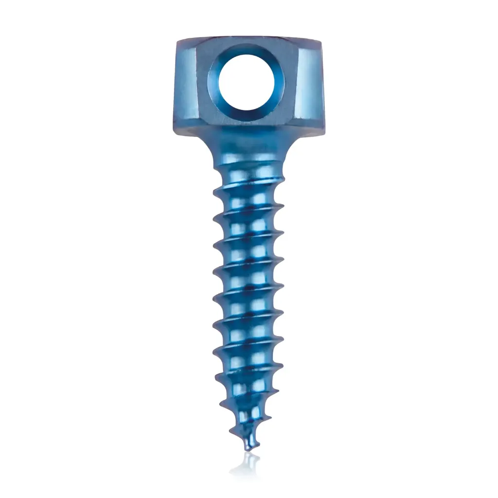 Śruba kotwiąca do kości Ø 1,6 x 7 mm, jasnoniebieska, z podwójnym oczkiem Ø 1,1 mm