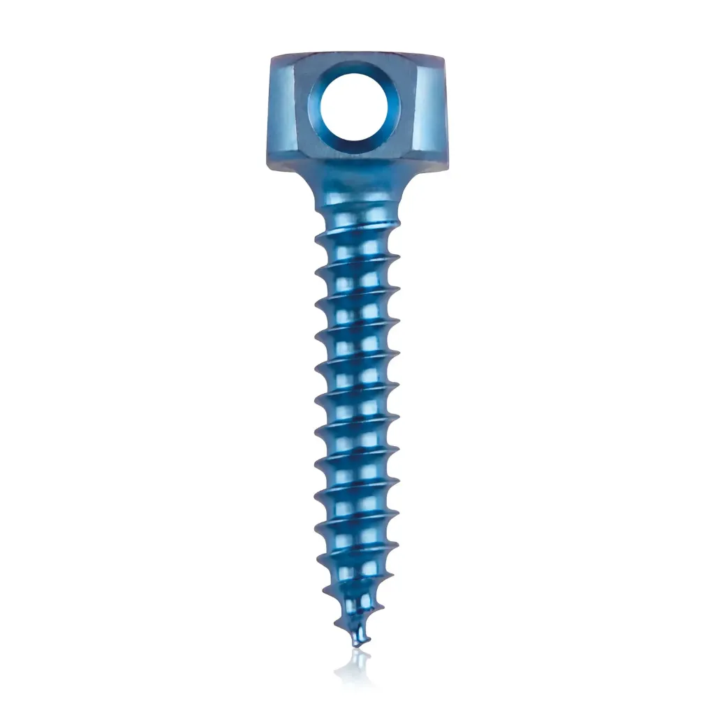 Śruba kotwiąca do kości Ø 1,6 x 9 mm, jasnoniebieska, z podwójnym oczkiem Ø 1,1 mm