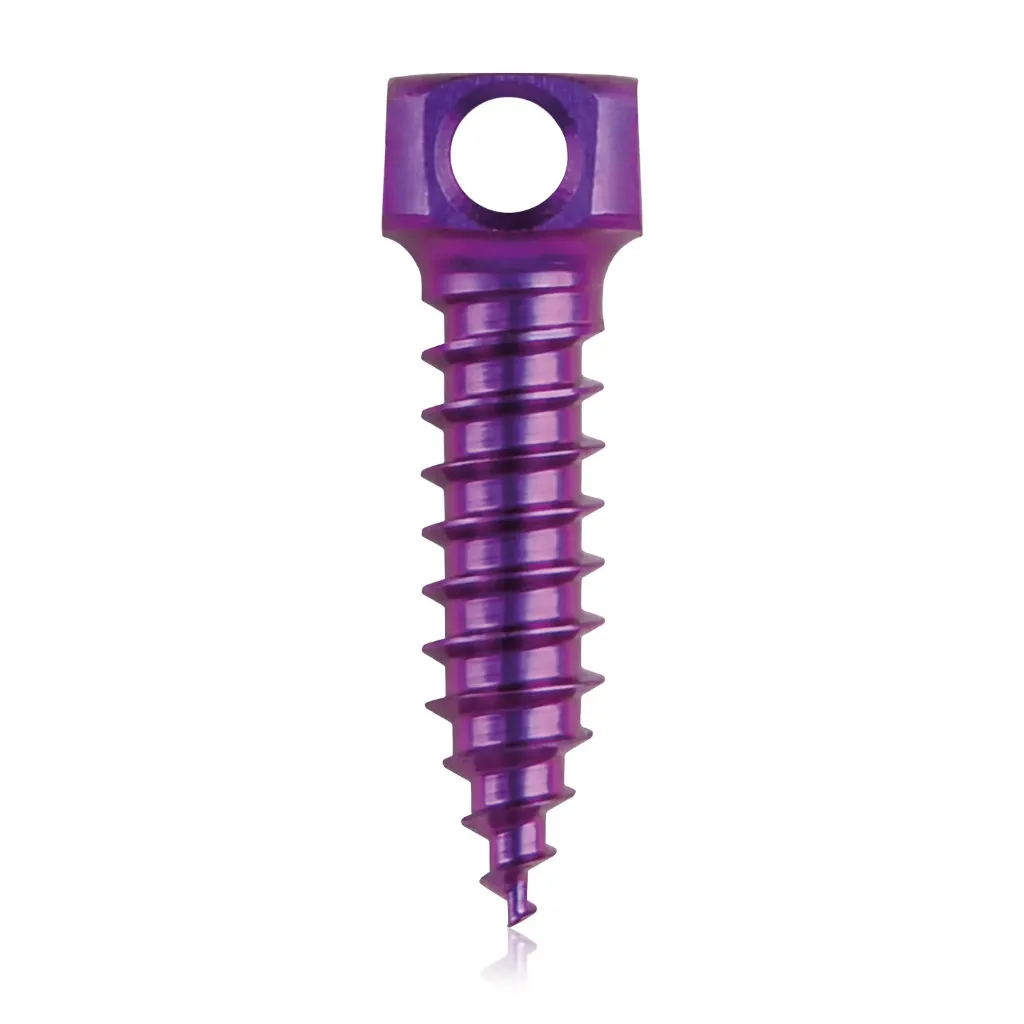 [198221] Śruba kotwiąca do kości Ø 2,4 x 11 mm, kolor magenta, z podwójnym oczkiem Ø 1,1 mm