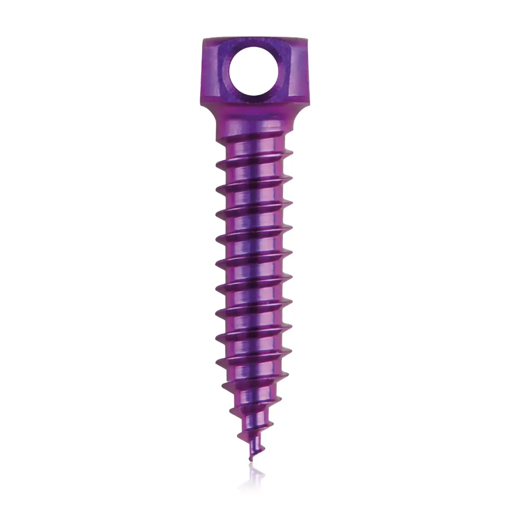 [198222] Śruba kotwiąca do kości Ø 2,4 x 13 mm, kolor magenta, z podwójnym oczkiem Ø 1,1 mm