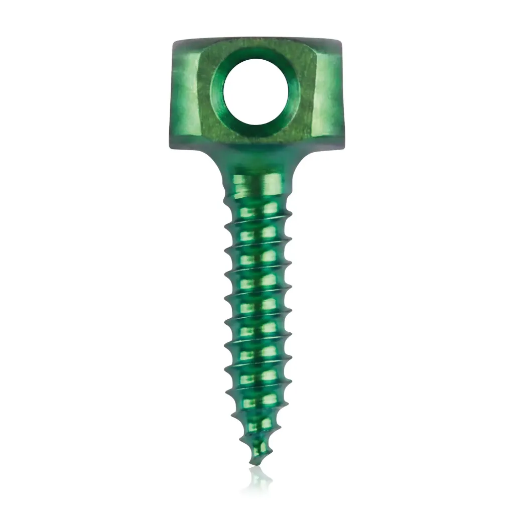 [198231] Śruba kotwiąca do kości Ø 1,3 x 6 mm, zielona, z podwójnym oczkiem Ø 1,1 mm