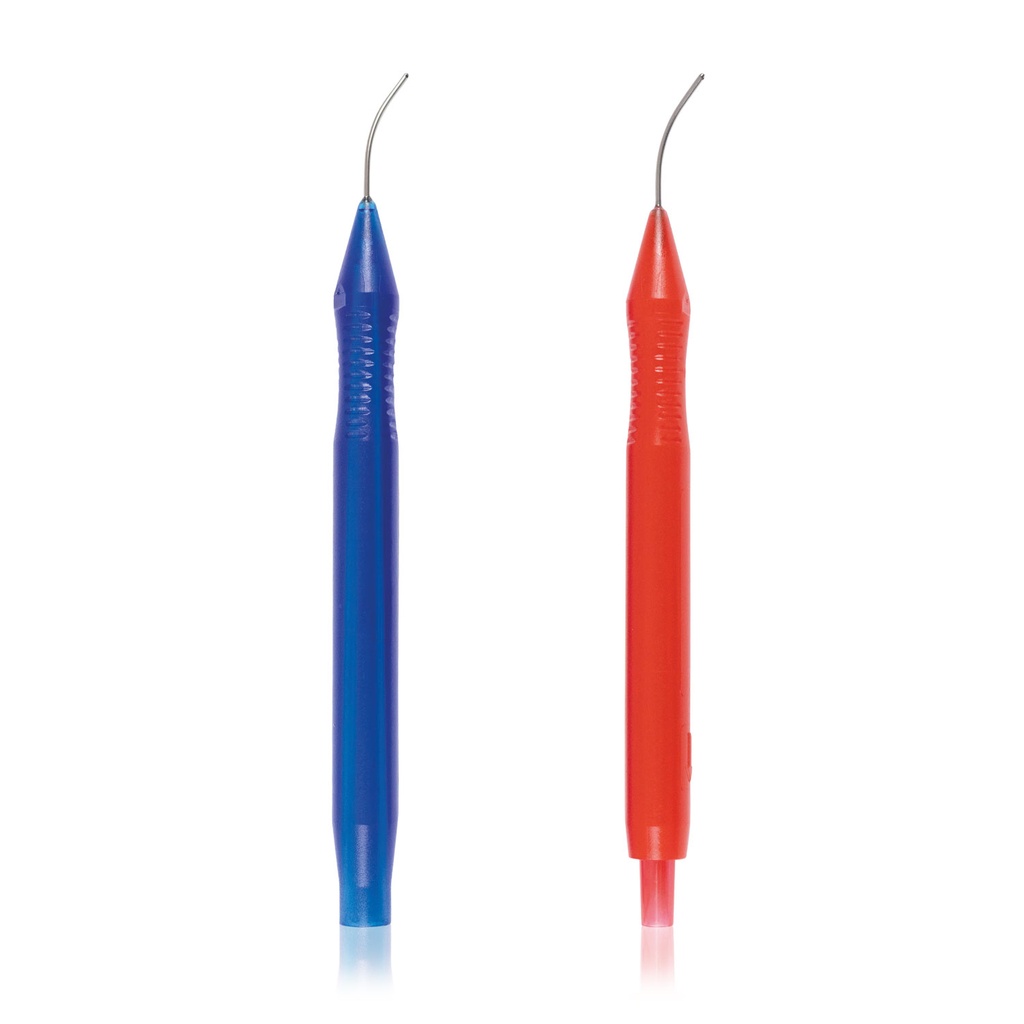 System dwuręczny I/A Jednorazowe igły wygięte 21G (1 uchwyt irygacyjny z dwustronnym wylotem ø 0,45 mm/ 1 uchwyt aspiracji z wylotem ø 0,35 mm, szorstka końcówka)