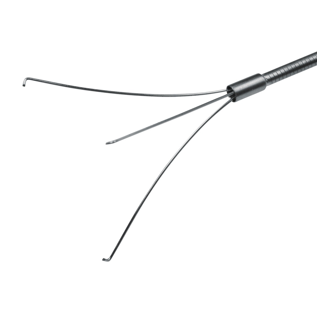 [306345] Chwytak do ciał obcych z hakiem, elastyczny, 3 chwytaki, do kanałów roboczych od Ø = 2,8 mm, L = 400 cm