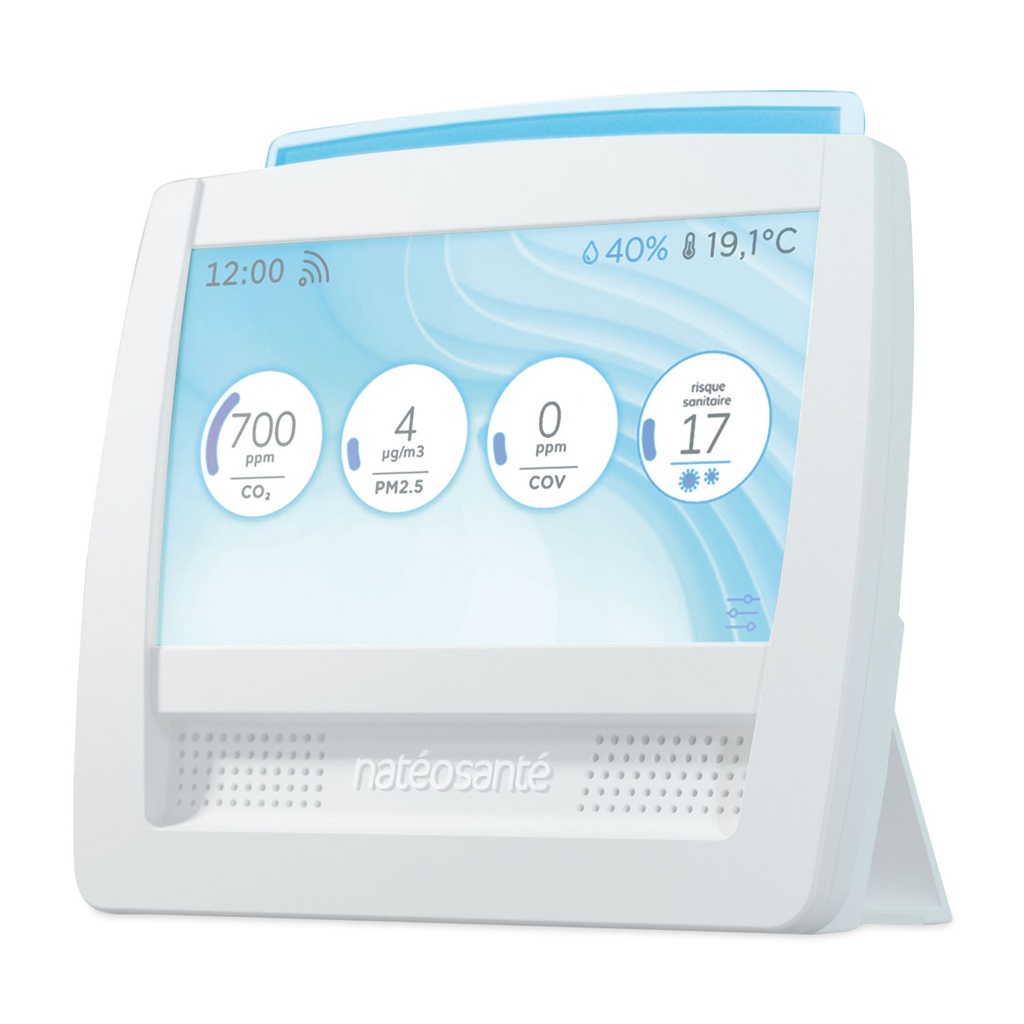 Air Coach Pro Monitor jakości powietrza: dwutlenek węgla (CO₂), lotne związki organiczne (VOC), pył zawieszony (PM1, PM2,5, PM10) i formaldehyd (HCHO)