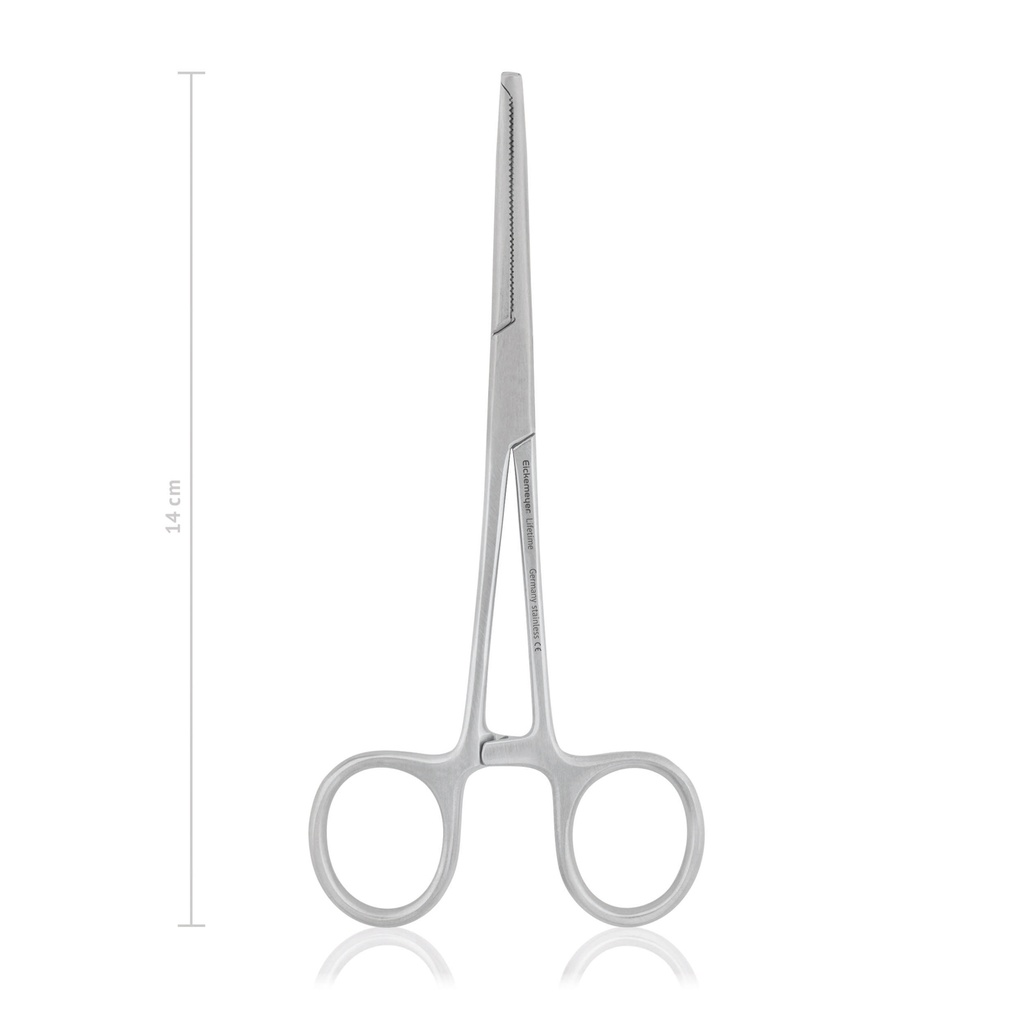 Zacisk tętniczy KOCHER-OCHSNER, 1x2 zęby, 14 cm, zakrzywione