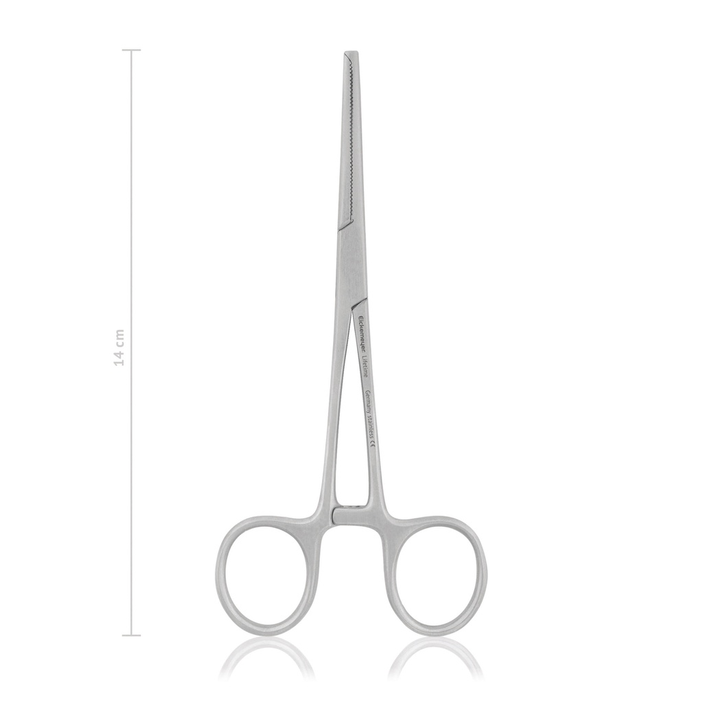 Zacisk tętniczy KOCHER-OCHSNER, 1x2 zęby, 14 cm, proste