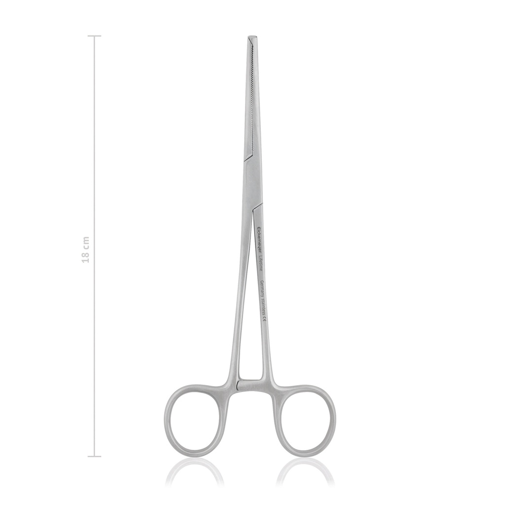 Zacisk tętniczy KOCHER-OCHSNER, 1x2 zęby, 18 cm, zakrzywione