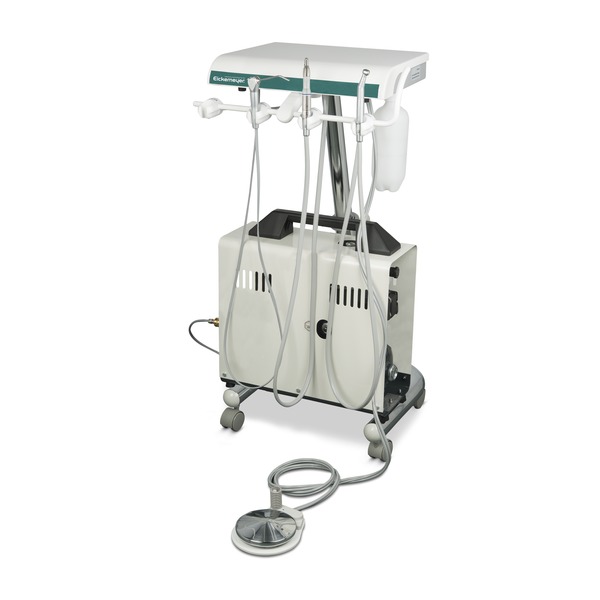 Mobilny unit stomatologiczny Profident w komplecie z kątnicą niskoobrotową, kątnicą wysokoobrotową, sprężarką powietrza/wody.