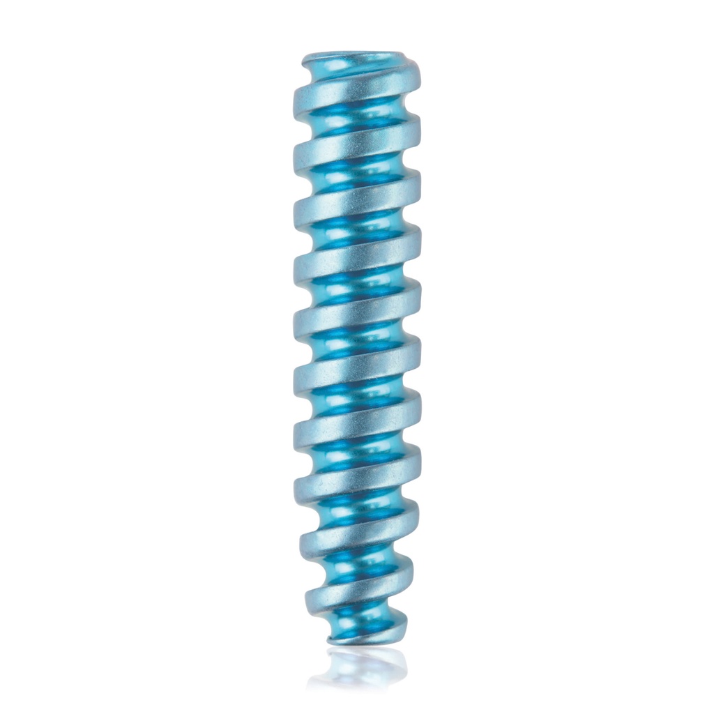 Titán interferenciacsavar, Ø3,5 x 16 mm, kanülált, kanül Ø1,1 mm, világoskék színű, HEX 2,0