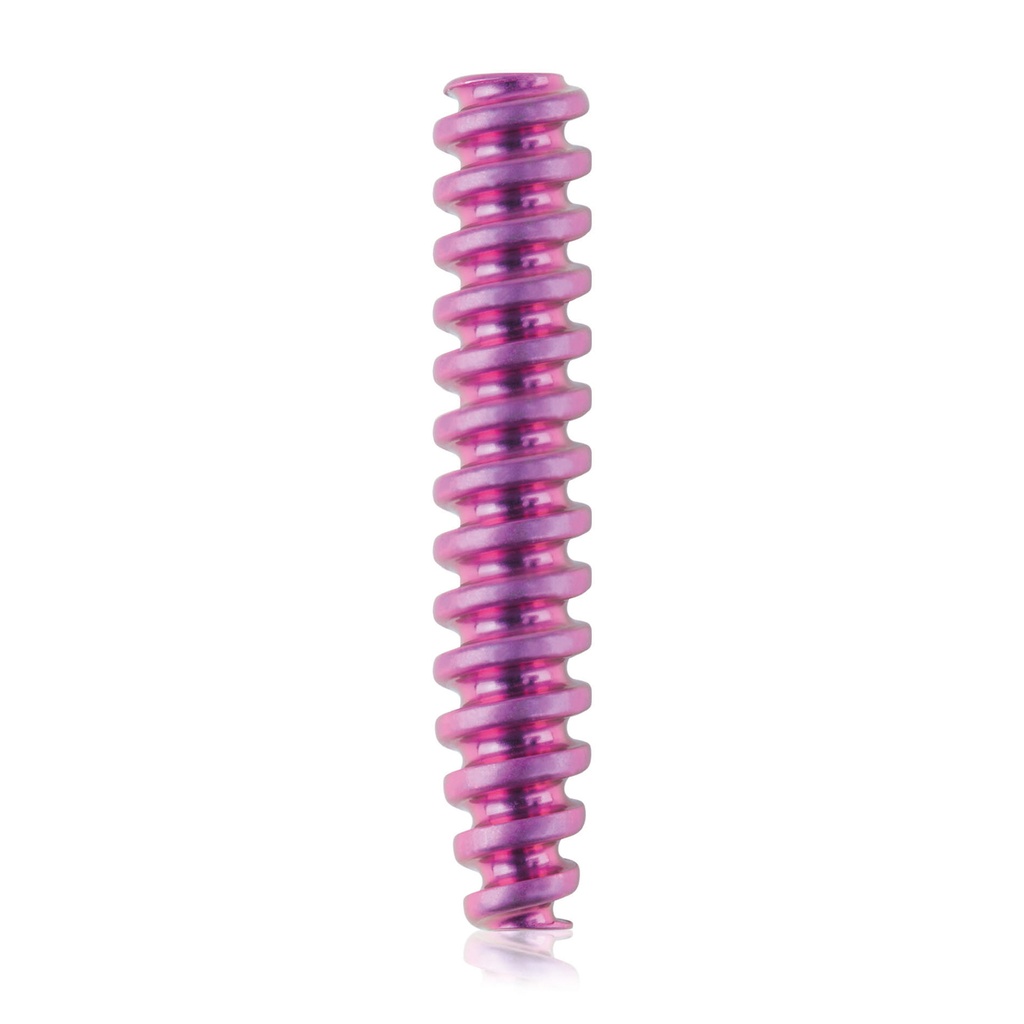 Titán interferenciacsavar, Ø4,0 x 21 mm, kanülált, kanül Ø1,1 mm, magenta színű, HEX 2,0