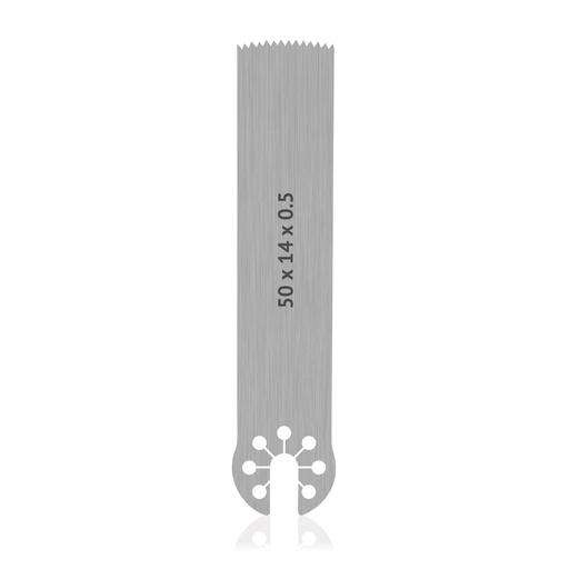 [195060] Sägeblatt für OrthoVet PRO/OrthoVet PLUS mit AESCULAP Aufnahme, aus Edelstahl, Maße in mm (L 50 x B 14 x H 0,5)